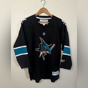 Vintage Reebok San Jose Sharks NHL Hockey Jersey Size Youth L / XL *FLAWS*